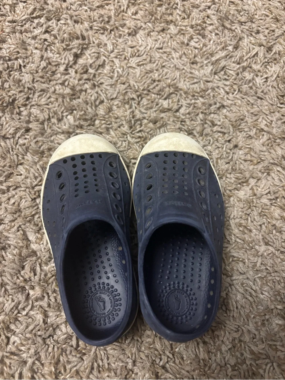 Kids Navy Blue Slip-On native Water Shoes with Cream Toe